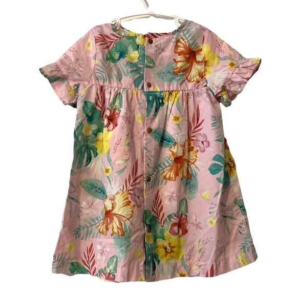 Zara Baby Girl 2T Cotton Hawaiian Floral Pink Dress - Picture 2 of 7